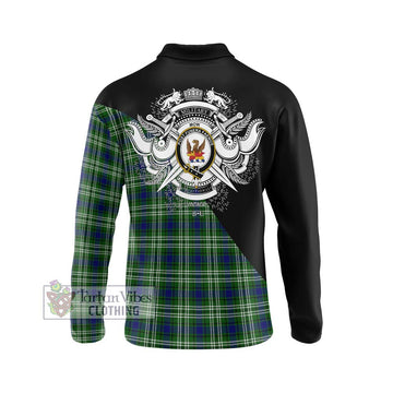 Mow Tartan Long Sleeve Polo Shirt with Family Crest and Military Logo Style - Tartan Vibes Clothing