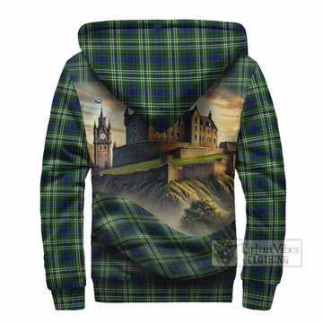 Mow Tartan Family Crest Sherpa Hoodie with Scottish Ancient Castle Style - Tartan Vibes Clothing