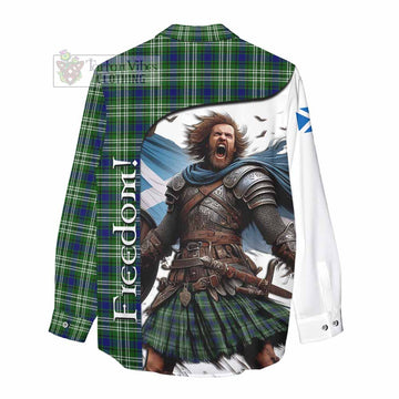 Tartan Vibes Clothing Mow Crest Tartan Women's Casual Shirt Inspired by the Freedom of Scottish Warrior