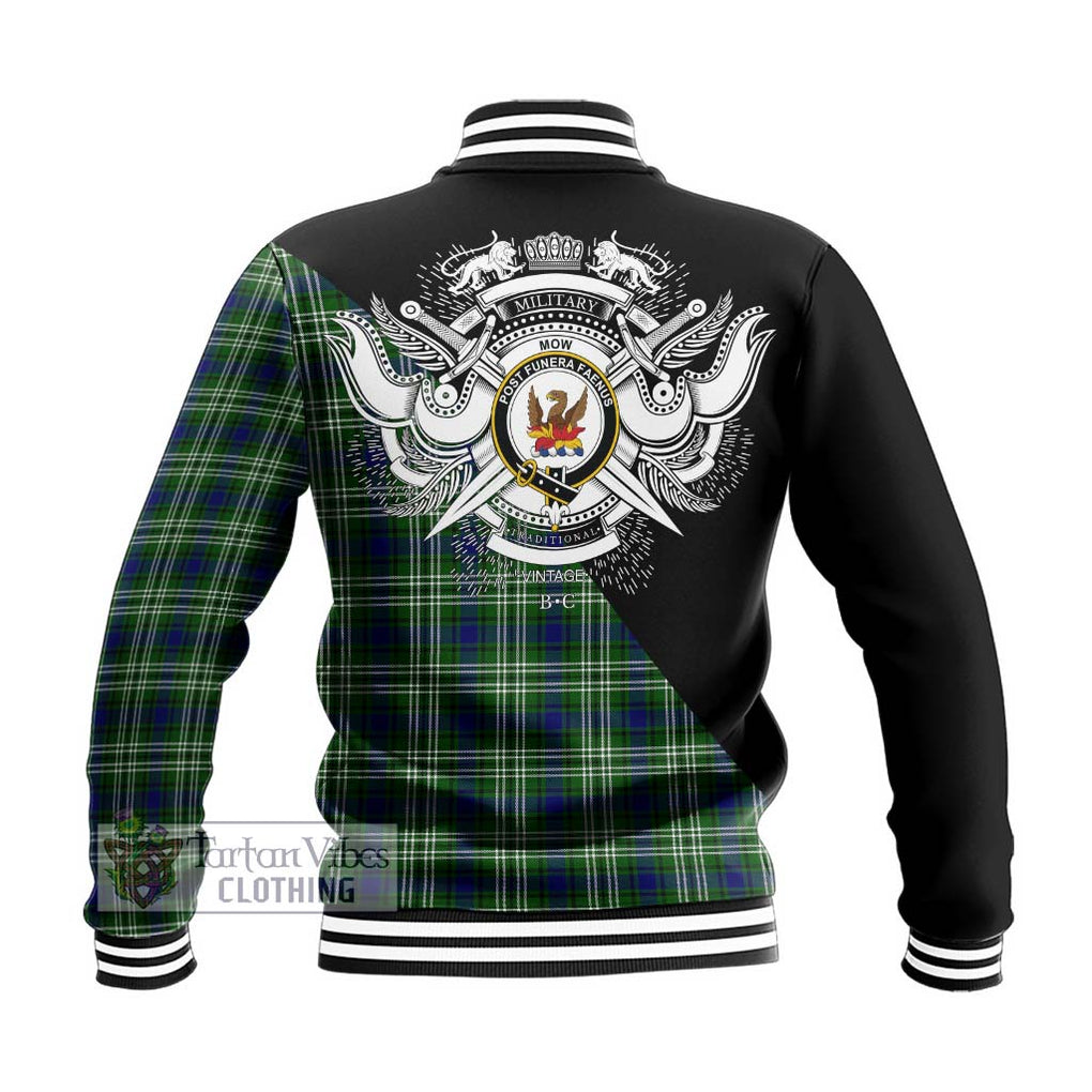 Mow Tartan Baseball Jacket with Family Crest and Military Logo Style - Tartan Vibes Clothing