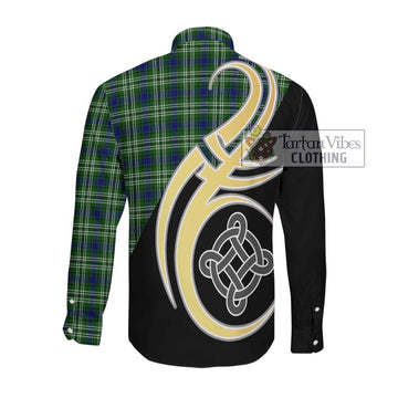 Mow Tartan Long Sleeve Button Shirt with Family Crest and Celtic Symbol Style Men's Shirt - Tartan Vibes Clothing