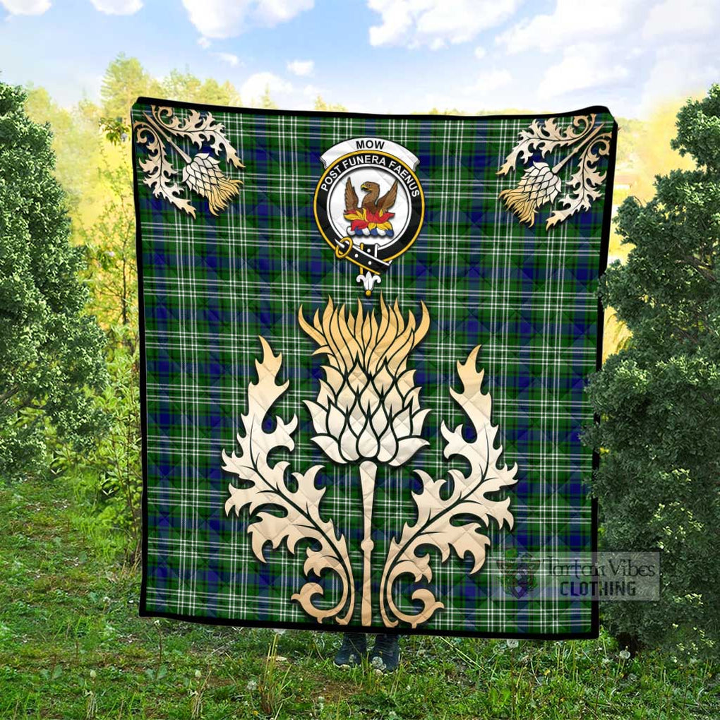 Tartan Vibes Clothing Mow Tartan Quilt with Family Crest and Golden Thistle Style
