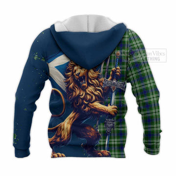 Mow Tartan Family Crest Knitted Hoodie with Scottish Majestic Lion - Tartan Vibes Clothing