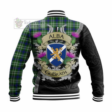 Mow Tartan Family Crest Baseball Jacket Lion Rampant Royal Thistle Shield Celtic Inspired - Tartan Vibes Clothing