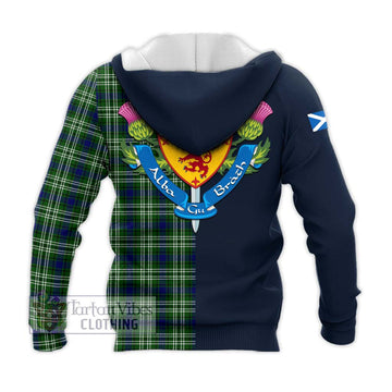 Mow Tartan Knitted Hoodie Alba with Scottish Lion Royal Arm Half Style - Tartan Vibes Clothing