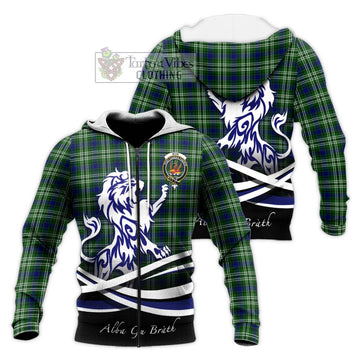 Mow Tartan Knitted Hoodie with Alba Gu Brath Regal Lion Emblem Unisex Knitted Zip Hoodie - Tartan Vibes Clothing