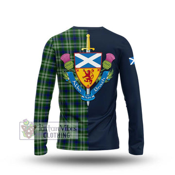 Mow Tartan Long Sleeve T-Shirt Alba with Scottish Lion Royal Arm Half Style - Tartan Vibes Clothing