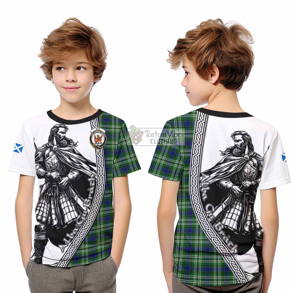 Mow Tartan Clan Crest Kid T-Shirt with Highlander Warrior Celtic Style - Tartan Vibes Clothing