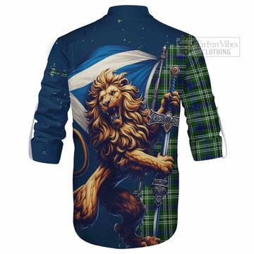 Mow Tartan Family Crest Ghillie Kilt Shirt with Scottish Majestic Lion - Tartan Vibes Clothing