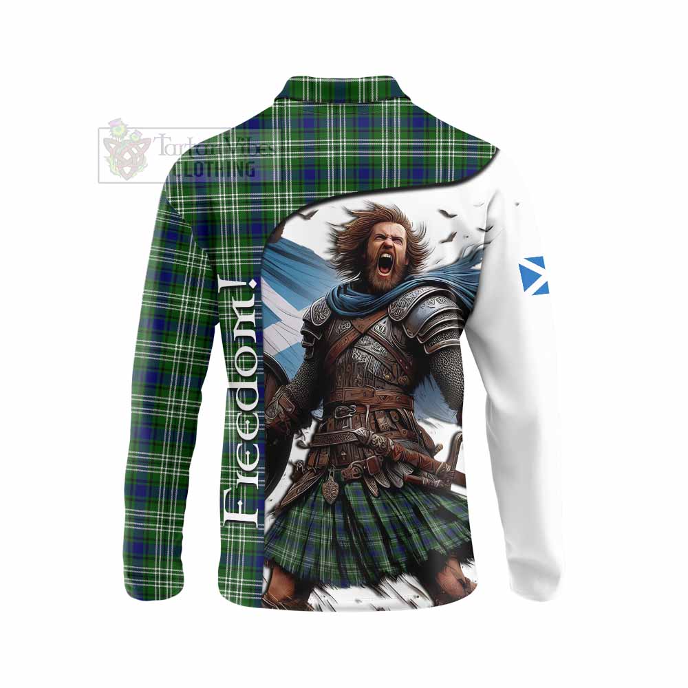 Tartan Vibes Clothing Mow Crest Tartan Long Sleeve Polo Shirt Inspired by the Freedom of Scottish Warrior
