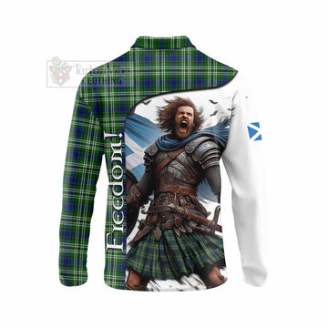 Tartan Vibes Clothing Mow Crest Tartan Long Sleeve Polo Shirt Inspired by the Freedom of Scottish Warrior