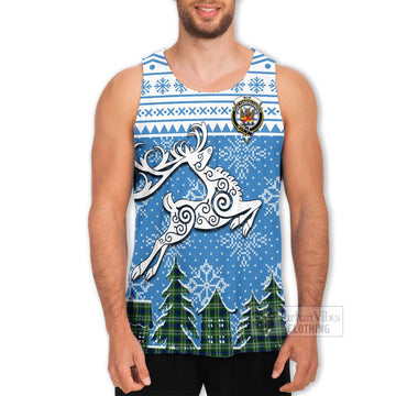 Mow Clan Christmas Men's Tank Top Celtic Reindeer Style - Tartan Vibes Clothing
