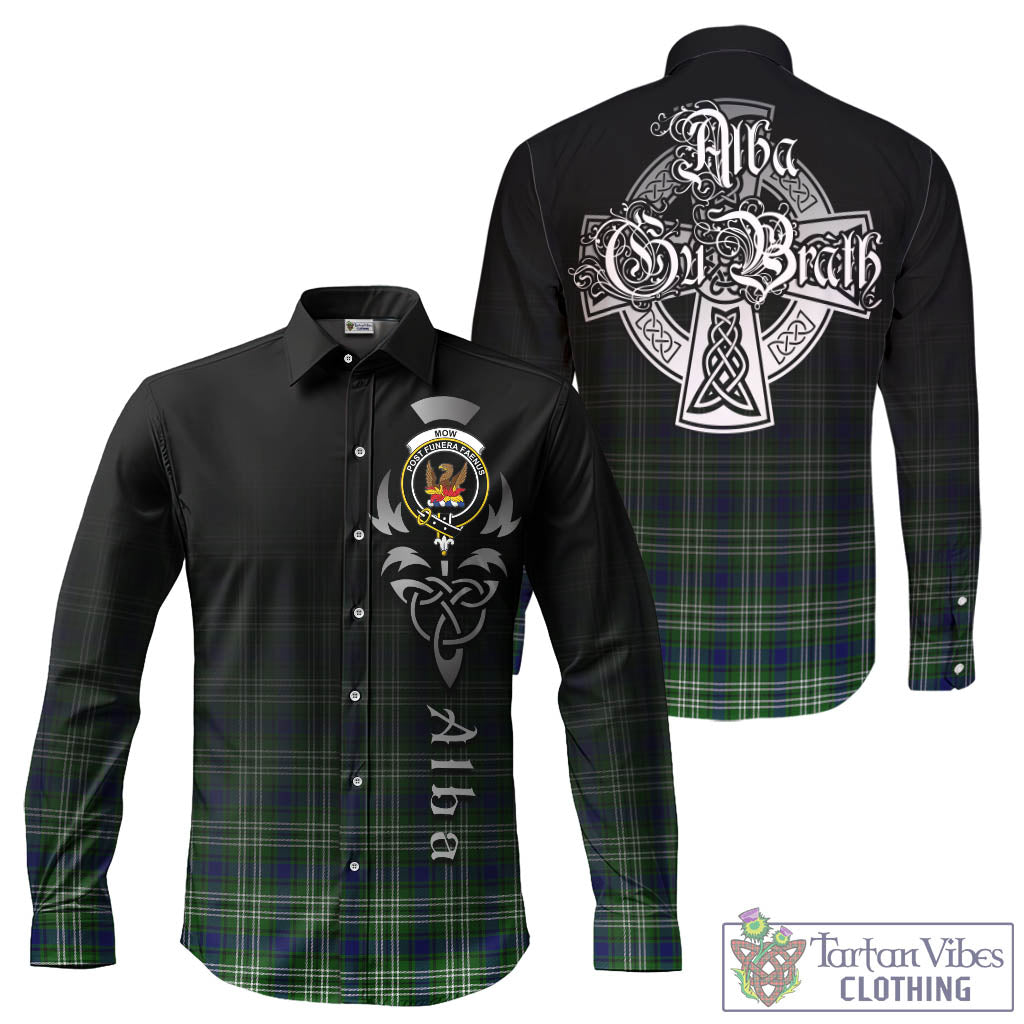 Mow Tartan Long Sleeve Button Up Featuring Alba Gu Brath Family Crest Celtic Inspired - Tartan Vibes Clothing