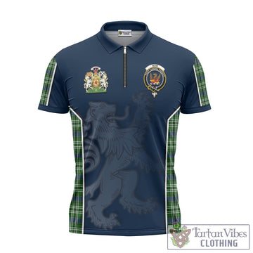 Mow Tartan Zipper Polo Shirt with Family Crest and Lion Rampant Vibes Sport Style - Tartan Vibes Clothing