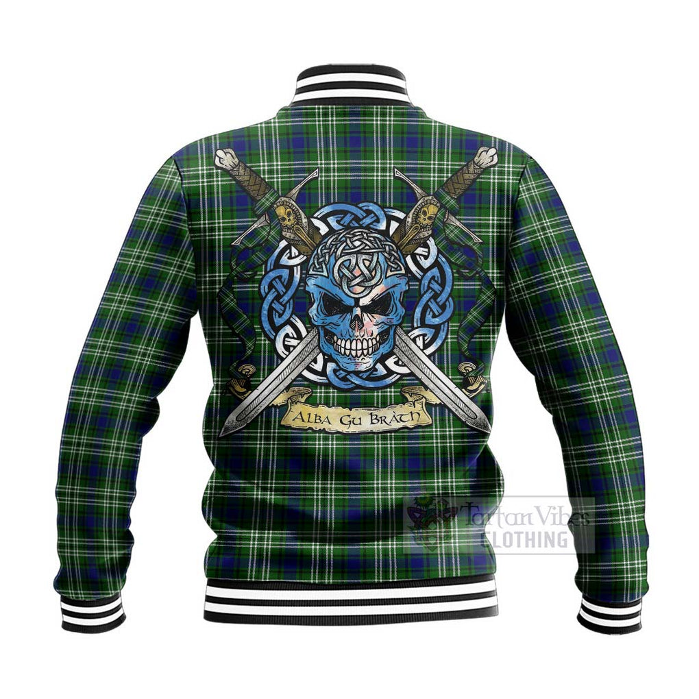 Mow Tartan Baseball Jacket with Family Crest Celtic Skull Style - Tartan Vibes Clothing
