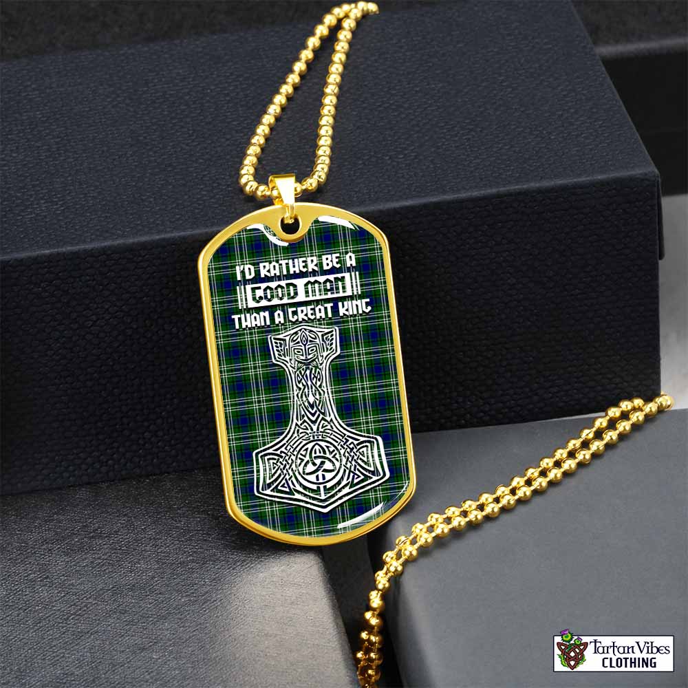 Mow Tartan Dog Tag Necklace Viking Mjolnir Style Gold No - Tartan Vibes Clothing