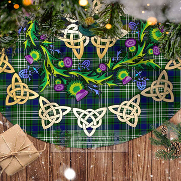Tartan Vibes Clothing Mow Tartan Christmas Tree Skirt with Thistle Celtic Knot Style