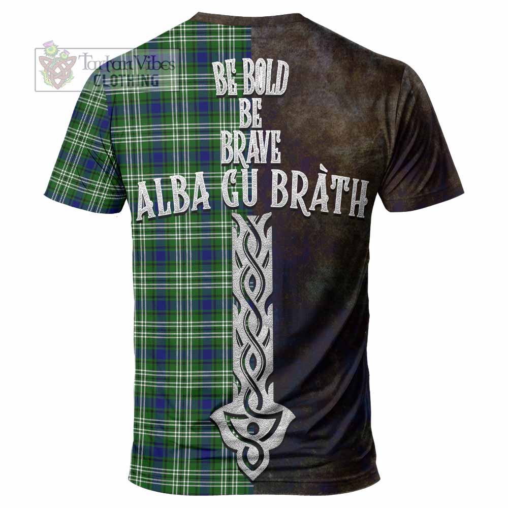 Tartan Vibes Clothing Mow Tartan Family Crest T-Shirt Alba Gu Brath Be Brave Lion Ancient Style