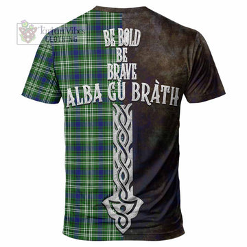 Tartan Vibes Clothing Mow Tartan Family Crest T-Shirt Alba Gu Brath Be Brave Lion Ancient Style