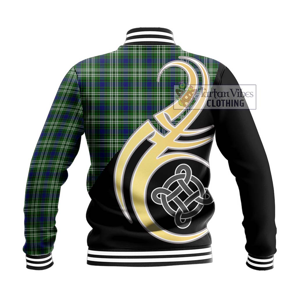 Mow Tartan Baseball Jacket with Family Crest and Celtic Symbol Style - Tartan Vibes Clothing