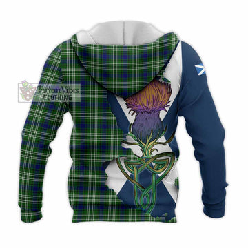 Tartan Vibes Clothing Mow Tartan Family Crest Knitted Hoodie Scottish Thistle Celtic Inspired