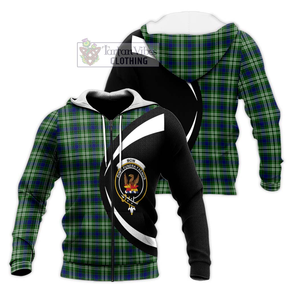 Mow Tartan Knitted Hoodie with Family Crest Circle Style Unisex Knitted Zip Hoodie - Tartan Vibes Clothing