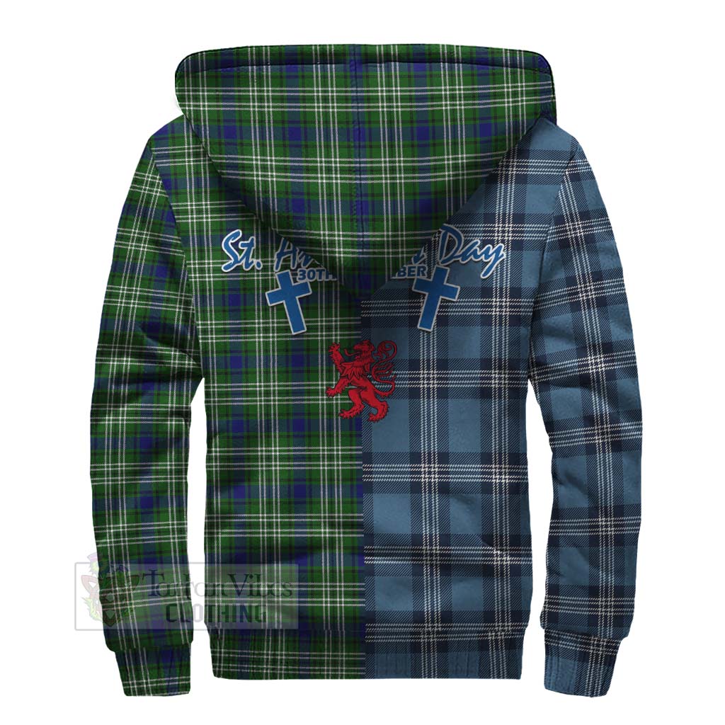 Mow Tartan Sherpa Hoodie Happy St. Andrew's Day Half Tartan Style - Tartan Vibes Clothing
