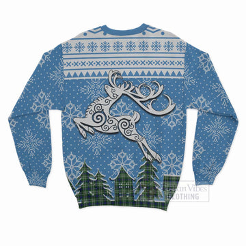 Mow Clan Christmas Sweatshirt Celtic Reindeer Style - Tartan Vibes Clothing