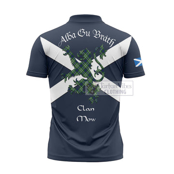 Mow Tartan Lion Rampant Zipper Polo Shirt Proudly Display Your Heritage with Alba Gu Brath and Clan Name - Tartan Vibes Clothing