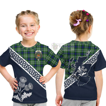 Mow Tartan Kid T-Shirt Featuring Thistle and Scotland Map - Tartan Vibes Clothing