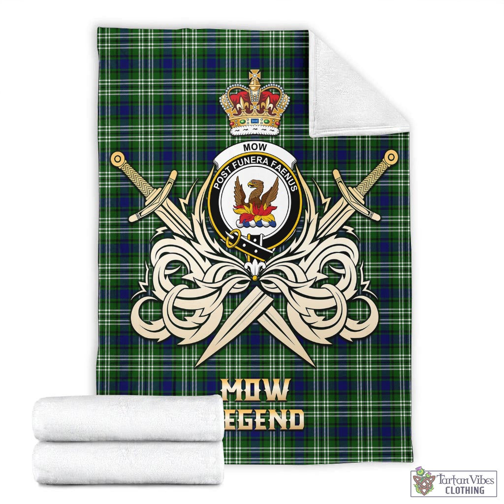Tartan Vibes Clothing Mow Tartan Blanket with Clan Crest and the Golden Sword of Courageous Legacy
