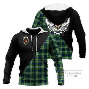 Mow Tartan Knitted Hoodie with Family Crest and Military Logo Style Unisex Knitted Zip Hoodie - Tartan Vibes Clothing
