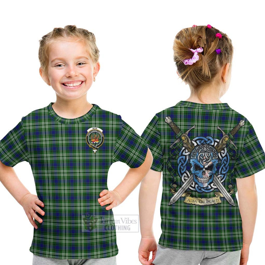 Mow Tartan Kid T-Shirt with Family Crest Celtic Skull Style - Tartan Vibes Clothing