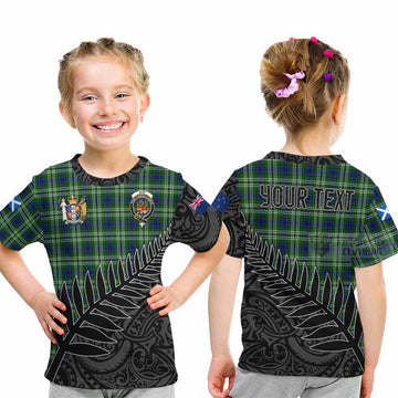Tartan Vibes Clothing Mow Crest Tartan Kid T-Shirt with New Zealand Silver Fern Half Style