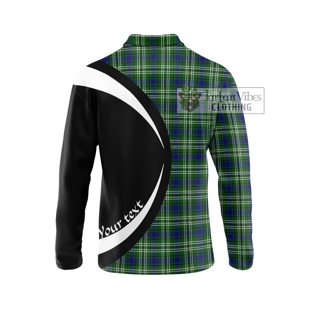 Mow Tartan Long Sleeve Polo Shirt with Family Crest Circle Style - Tartan Vibes Clothing