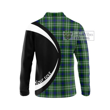 Mow Tartan Long Sleeve Polo Shirt with Family Crest Circle Style - Tartan Vibes Clothing