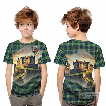Mow Tartan Family Crest Kid T-Shirt with Scottish Ancient Castle Style - Tartan Vibes Clothing