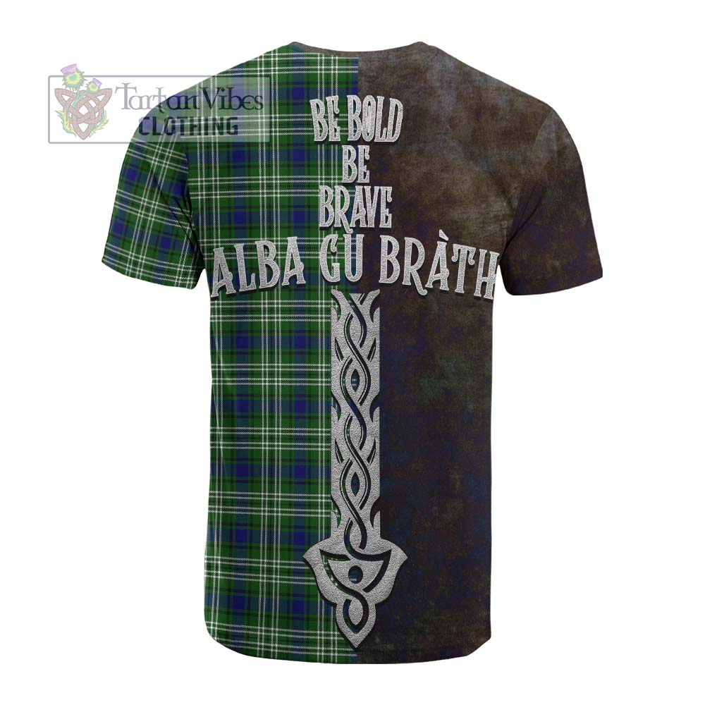 Tartan Vibes Clothing Mow Tartan Family Crest Cotton T-shirt Alba Gu Brath Be Brave Lion Ancient Style