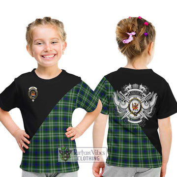 Mow Tartan Kid T-Shirt with Family Crest and Military Logo Style - Tartan Vibes Clothing