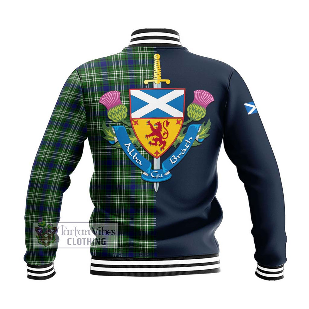 Mow Tartan Baseball Jacket Alba with Scottish Lion Royal Arm Half Style - Tartan Vibes Clothing