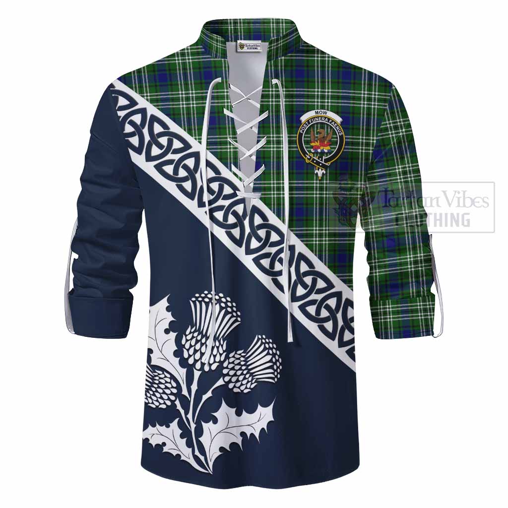Mow Tartan Ghillie Kilt Shirt Featuring Thistle and Scotland Map - Tartan Vibes Clothing