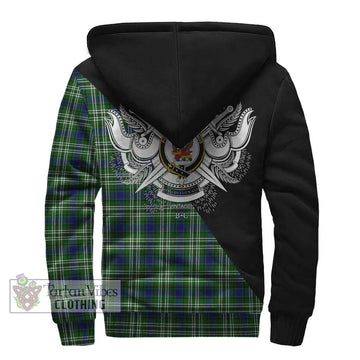 Mow Tartan Sherpa Hoodie with Family Crest and Military Logo Style - Tartan Vibes Clothing