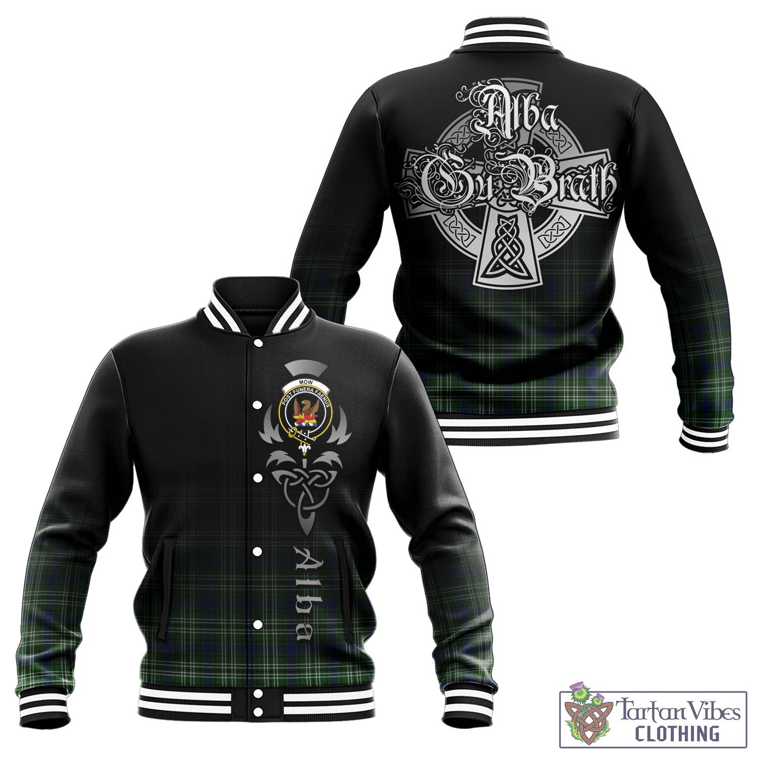 Mow Tartan Baseball Jacket Featuring Alba Gu Brath Family Crest Celtic Inspired - Tartan Vibes Clothing