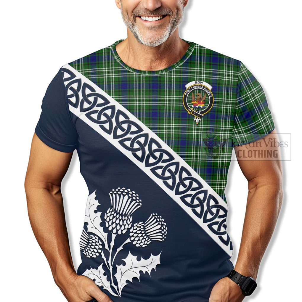 Mow Tartan T-Shirt Featuring Thistle and Scotland Map - Tartanvibesclothing Store