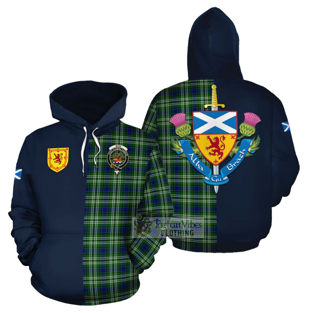 Mow Tartan Cotton Hoodie Alba with Scottish Lion Royal Arm Half Style Zip Hoodie - Tartan Vibes Clothing
