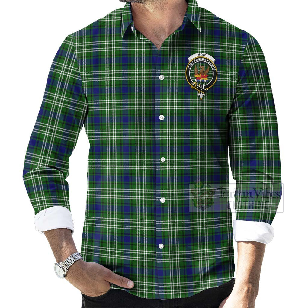 Mow Tartan Long Sleeve Button Shirt with Family Crest Celtic Skull Style - Tartan Vibes Clothing