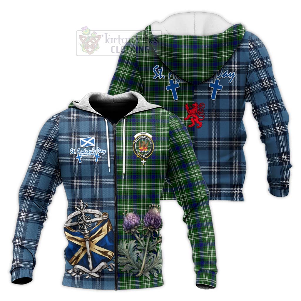 Mow Tartan Knitted Hoodie Happy St. Andrew's Day Half Tartan Style Unisex Knitted Zip Hoodie - Tartan Vibes Clothing