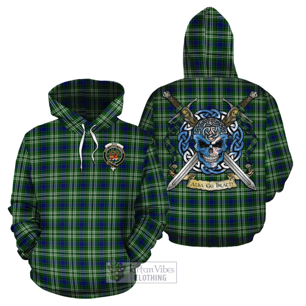 Mow Tartan Cotton Hoodie with Family Crest Celtic Skull Style Zip Hoodie - Tartan Vibes Clothing