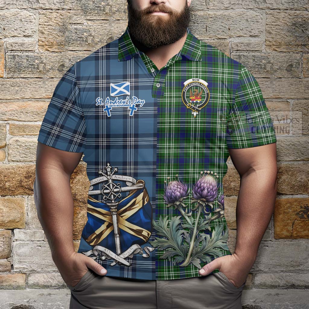 Mow Tartan Polo Shirt Happy St. Andrew's Day Half Tartan Style - Tartan Vibes Clothing