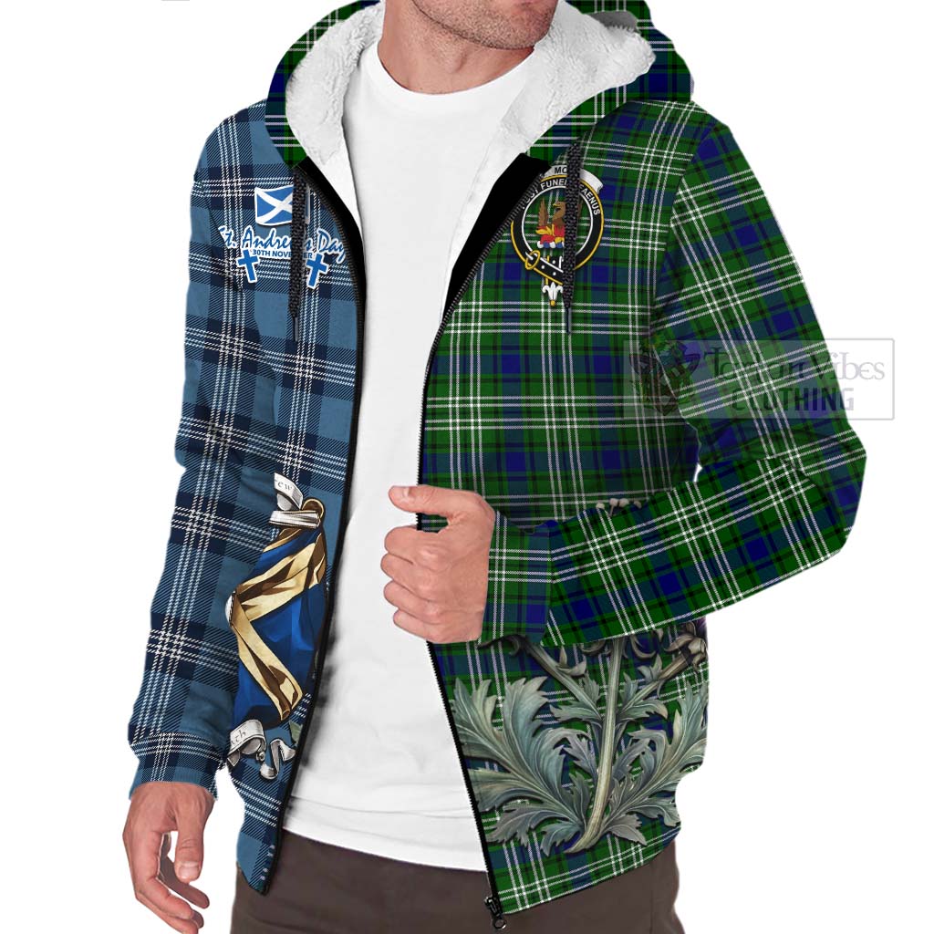 Mow Tartan Sherpa Hoodie Happy St. Andrew's Day Half Tartan Style Unisex - Tartan Vibes Clothing